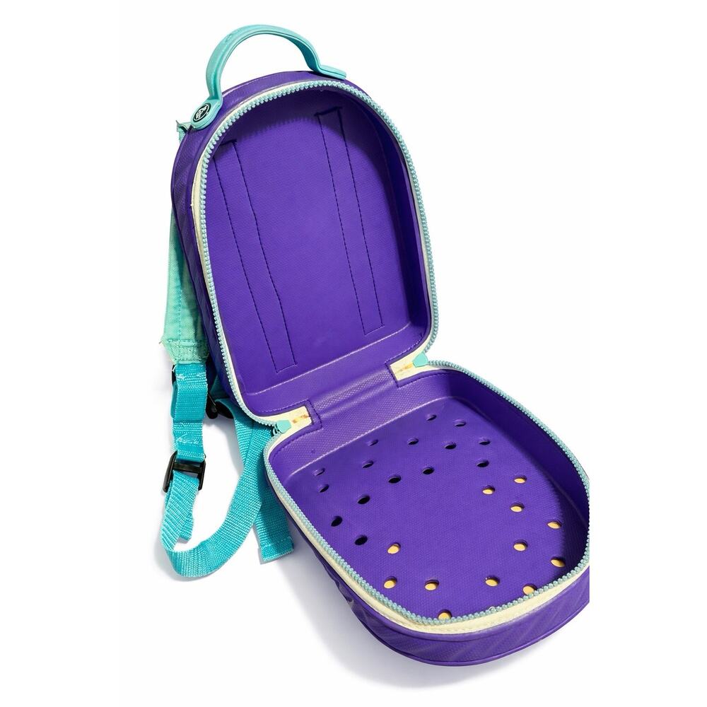Crocs Kids Backpack Purple Butterfly Heart Foam School Daycare Bag - Picture 3 of 4